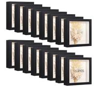 YOFAPA Shadow Box Frame Set of 16, 5.9 x 5.9 Inches Shadow Box Frames with Acrylic Fronts, Small Modern Black Display Frames for DIY Art, Wall or Tabletop Decor, for Home Office Gallery