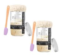 YOFAPA Sourdough Starter Kit, 34oz Glass Sourdough Fermentation Jar Set with Thermometers, Cloth Covers, Date Tracking Bands, Scrapers, and Lids, Sour Dough Bread Baking Supplies