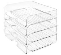YOFAPA Stackable Letter Tray Office Desk Paper Organizer, Transparent 4-Tier File Trays, Acrylic Desk Organizer, A4 Size, No Assembly Required, Smooth Edges