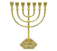 YOFAPA Traditional Jewish Menorah, 7 Branch Candle Stick Holder, Jerusalem Temple Candle Holder, Perfect for Home Decor, Prayer, and Festive Celebrations