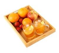 YOFAPA Wood Serving Tray with Handles, 15 x 10.2 in Rectangular Trays for Food Serving, Natural Wooden Tray for Breakfast, Dinner, Drinks, Coffee Table, Ottoman Tray