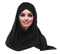YOFASEN Slouchy Muslim Hat - Women Islamic Scarfs Beautiful Hijab Beanie Cap Shawl Headscarf, Black, One Size