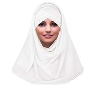 YOFASEN Slouchy Muslim Hat - Women Islamic Scarfs Beautiful Hijab Beanie Cap Shawl Headscarf, White, One Size