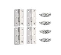 YOFASEN Stainless Steel Bearing Hinges - Home Furniture Door Hinges Cabinet Drawer Hinges Small Hinges with Matching Fixing Screws, Silver, 3.5 Inch(80 * 60 * 1.2mm) - 4pcs