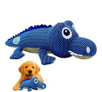 YoFellas Squeaky Plush Dog Toy - Durable Chew Toy for Small & Medium Dogs, Textured Fabric for Teeth Cleaning, Lightweight Training Toy with Squeaker (Blue Gator)