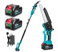 Yofidra 2-in-1 8" Cordless Pole Saw, 2m Extension Pole & Mini Chainsaw, Brushless Electric Chainsaw with 2 x 3000mAh Batteries, Telescopic Chain Saw for Wood Cutting Trimming Branch