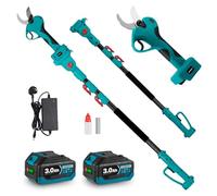 Yofidra 2-in-1 Electric Pruning Shears, Electric Secateurs Cordless Max Cut 60mm, 2 x 3.0Ah Batteries, with 1-2.3m Telescopic Pole, SK5 Steel Blades, 180° Rotating Head, Pruning Shears for Tree Branch