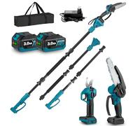 Yofidra 4-in-1 Chainsaw - Cordless Pole Chain Saw & Pruning Shears, Brushless 6-inch Mini Chainsaw, 25mm Pruner Shear Electric, with 6.6ft Telescopic Pole, 180°Adjustable Angle, 2 x 3.0Ah Batteries