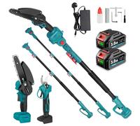 Yofidra 4-in-1 Mini Chainsaw 6" with Telescopic Pole & Brushless 25mm Pruning Shears, 180° Adjustable Angle, Cordless Pole Pruner with 2 x 3.0Ah Batteries & Charger, Max. to 2.4m