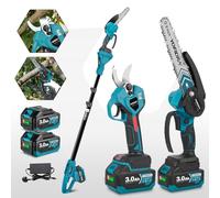 Yofidra Cordless Chainsaw, 4-in-1 Electric Chain Saw & Pruning Shears with 5.6ft Telescopic Pole, 2x3.0Ah Batteries & Charger, 8" Pole Saw Long Reach for Tree Branch Trimming Pruning & Cutting