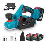 Yofidra Cordless Electric Planer, 16000RPM Power Wood Planer with 82mm Planing Width, 0-1.5mm Adjustable Depth, 2x3000mAh Batteries & Charger, Dust Bag Ideal for Wood, Furniture and DIY Projects