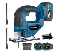 Yofidra Cordless Jigsaw 750W - Brushless Electric Jigsaw | 2 × 3000mAh Batteries, 65mm Wood Cutting Depth, Max 3000 SPM, 3 Orbital Settings, for Wood, Metal and Plastic