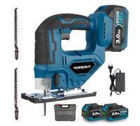 Yofidra Cordless Jigsaw 750W - Brushless Electric Jigsaw, 3000mAh Batteries, 65mm Wood Cutting Depth, Max 3000 SPM, 3 Orbital Settings, for Wood, Metal and Plastic