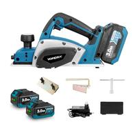 Yofidra Cordless Planer - Electric Power Wood Planer Batteries Planer Tools with 82mm Width, 2mm Depth 650W Motor, 2 Batteries & Charger, Hand Planer Tool Kit