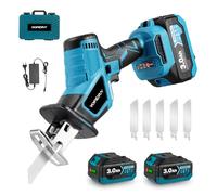 Yofidra Cordless Reciprocating Saw - 3000 SPM Electric Wood Saw, with 2x3000mah Batteries, 15mm Stroke Length, 5 Blades, for Wood, Metal, Plastic