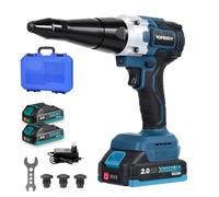 Yofidra Cordless Rivet Gun,2-in-1 Brushless Rivet Gun with 2x2.0Ah Batteries, 20,000N Electric Rivet Tool with LED Light, Portable Rivet Nut Gun Kit for Steel & Aluminium Rivets for 2.4-5.0mm