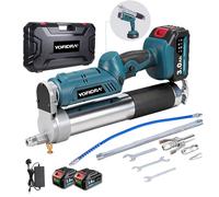 Yofidra Electric Grease Gun - 2 in 1 Design, 12000PSI, 5.3 oz/min Flow, Cordless Grease Gun with 2×3000 mAh Batteries and Charger, 90° Swivel Coupler, Efficient for Truck, Construction, Farm