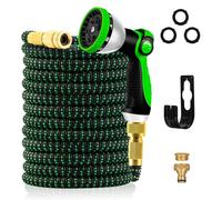 Expandable Garden Hose Pipe, Upgraded 3-Layer Latex No-Kink Flexible Water Hose, 3/4"&1/2" Metal Connectors, 10 Function Spray Nozzle 50FT