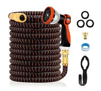 Expandable Hose Pipe 100FT, Upgraded 3-Layer Latex No-Kink Flexible Garden Hose, 3/4"&1/2" Metal Connectors, 10 Function Spray Nozzle, Water Hose for Gardening, Washing & Cleaning (100ft/30m)