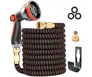 Yofidra Expandable Hose Pipe 50FT, Garden Hose with 10-Pattern Spray Nozzle | Metal Connectors, Flexible Water Hose Lightweight, Extendable Hosepipe for Garden, Watering, Washing, Cleaning(3X,16.7-50ft)