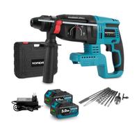 Yofidra Hammer Drill Cordless - 650W SDS-Plus Rotary Hammer Drill | 2 x 3.0Ah Batteries & Charger, 4 Modes 0-4800BPM, 10PCS Drill Bits Electric Tool for Concrete/Steel/Wood