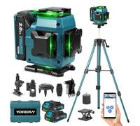 Yofidra Laser Level with Tripod, 4D x 360° Bluetooth Green Laser Level, Manual/Self-Leveling, IP54 Waterproof & Dustproof, 16 Lines Laser Spirit Level for Indoor Outdoor