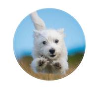 YOFIEN A Cute West Highland Terrier Puppy Running 8&8in Round Mouse Pad Sewn Edge Design