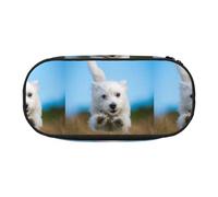 YOFIEN A Cute West Highland Terrier Puppy Running,Small Pencil Case Large Capacity Pencil Pouch Office Stationery Organizer