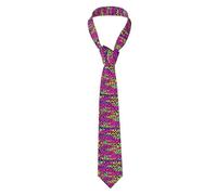 YOFIEN Abstract Neon Bright Geometric Pattern, Neckties Mens Ties Polyester Novelty Skinny Tie