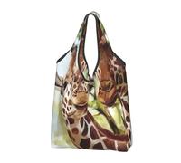 YOFIEN African Giraffe Foldable Tote Bag Reusable Large Capacity Shopping Bags