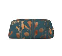 YOFIEN Art Deco Copper Flowers Pencil Case for Girls, Pen Pouch Organizer Pencil Bag with Zipper