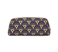 YOFIEN Art Deco Golden Blu Navy Seashells Pencil Case for Girls, Pen Pouch Organizer Pencil Bag with Zipper