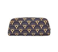 YOFIEN Art Deco Golden Blu Navy Seashells Pencil Case for Girls, Pen Pouch Organizer Pencil Bag with Zipper