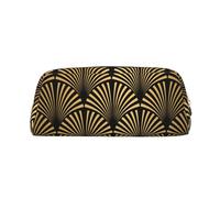 YOFIEN Art Deco Pattern Seamless Black Gold Pencil Case for Girls, Pen Pouch Organizer Pencil Bag with Zipper