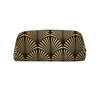 YOFIEN Art Deco Pattern Seamless Black Gold Pencil Case for Girls, Pen Pouch Organizer Pencil Bag with Zipper