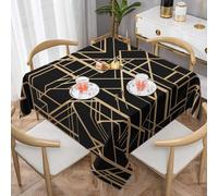 YOFIEN Art Deco Style Geometric Pattern Two Side,55x55 Inch Square Tablecloth, Waterproof Dust-Proof Table Cover