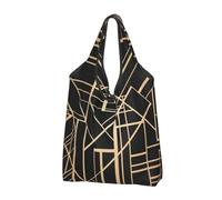 YOFIEN Art Deco Style Geometric Pattern Two Side Foldable Tote Bag Reusable Large Capacity Shopping Bags