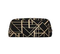 YOFIEN Art Deco Style Geometric Pattern Two Side Pencil Case for Girls, Pen Pouch Organizer Pencil Bag with Zipper