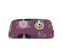 YOFIEN Aussie Dog Floral Australian Shepherd Dog Pencil Case for Girls, Pen Pouch Organizer Pencil Bag with Zipper
