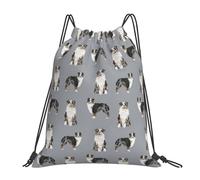 YOFIEN Australian Shepherd Blue Merle Dog Simple Grey Water Drawstring Backpack Resistant String Bag for Women Men Sports Gym Sackpack