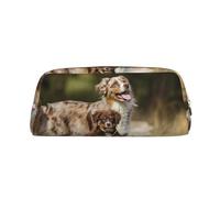 YOFIEN Australian Shepherd Dogs Aussie Brown Dogs Pencil Case for Girls, Pen Pouch Organizer Pencil Bag with Zipper
