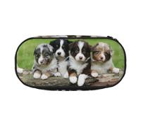 YOFIEN Australian Shepherd Small Puppies Quartet,Small Pencil Case Large Capacity Pencil Pouch Office Stationery Organizer