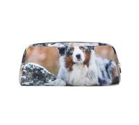 YOFIEN Australian Shepherd Snow Winter Beautiful Dogs Pencil Case for Girls, Pen Pouch Organizer Pencil Bag with Zipper