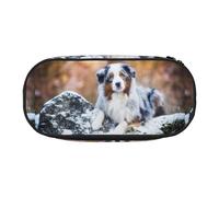 YOFIEN Australian Shepherd Snow Winter Beautiful Dogs,Small Pencil Case Large Capacity Pencil Pouch Office Stationery Organizer