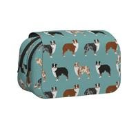 YOFIEN Australian Shepherds Pencil Pouch Portable Double Layer Stationery Organizer