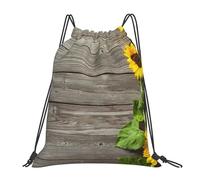 YOFIEN Autumn Background With Sunflowers Water Drawstring Backpack Resistant String Bag for Women Men Sports Gym Sackpack