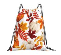 YOFIEN Autumn Pumpkin Water Drawstring Backpack Resistant String Bag for Women Men Sports Gym Sackpack