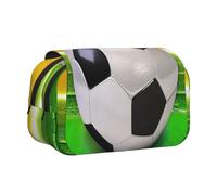 YOFIEN Basket Soccer Ball On The Field Pencil Pouch Portable Double Layer Stationery Organizer