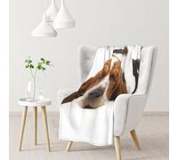 YOFIEN Basset Hound IsolatedFlannel Throw Fluffy Blanket for Couch, Soft Cozy Blankets