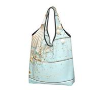 YOFIEN Beach Shell Sea Collection Vintage Foldable Tote Bag Reusable Large Capacity Shopping Bags
